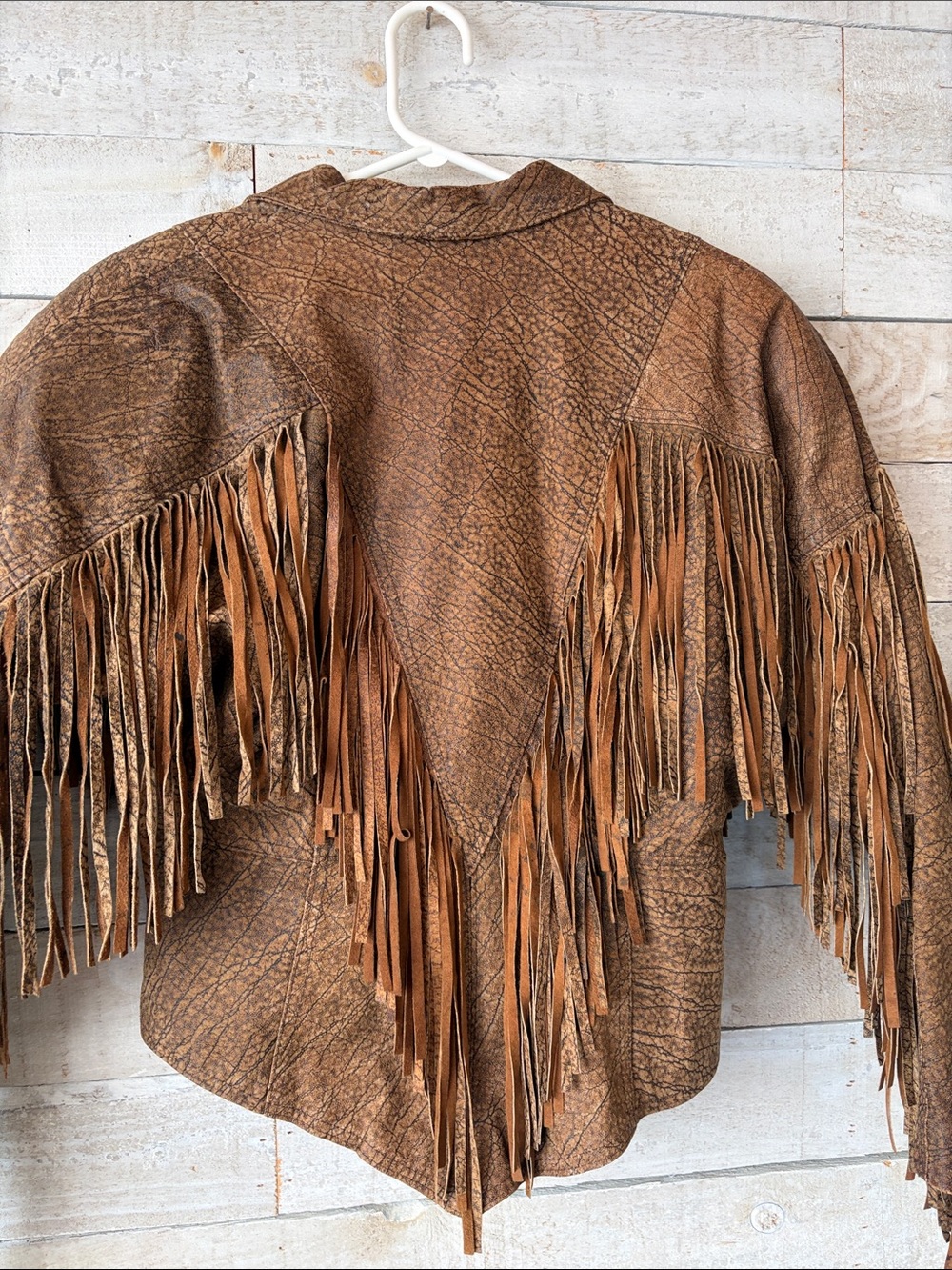 1980s Western Fringe Leather Jacket Cropped Boho Cowgirl Chic - Picture 7 of 16